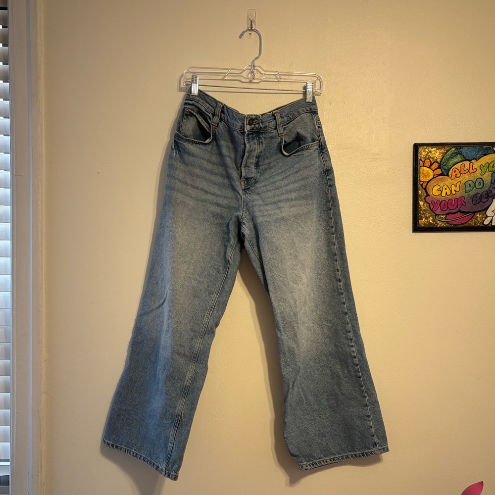 Free People Chalet High Waist Ankle Wide Leg Jeans In Sundance